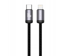 Jellico B27 Pīta Auduma iPhone un iPad USB-C uz Lightning Datu un Ātrās PD 30W uzlādes Vads 1m Melns