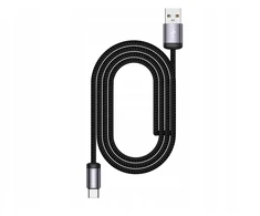 Jellico B27 Pīta auduma Universāla USB uz USB-C Datu un Ātrās PD 30W uzlādes Kabelis 1m Melns