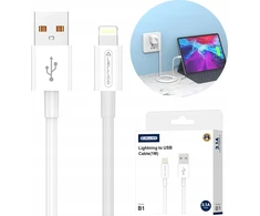 Jellico B1 Izturīgs-Mīksts iPhone un iPad Lightning uz USB Datu un Ātrā Lādētāja Vads 1m Balts