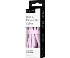 USB - microUSB kabelis 1 m silikoninis rožinis Kruger &amp; Matz Basic