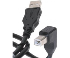 Lama Plus USB kabelis (2.0), USB A M - USB B (M), 2m, pod katem 90&deg;, juoda