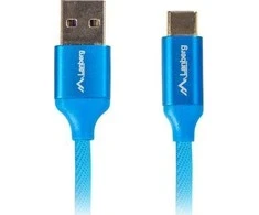 LANBERG CA-USBO-22CU-0018-BL laidas Premium Quck Charge 3.0 USB-C M A M 1,8m Mėlyna