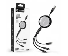 Kabelis USB Lenyes USB-A - USB-C + microUSB + Lightning 1.2 m Juodai-pilka