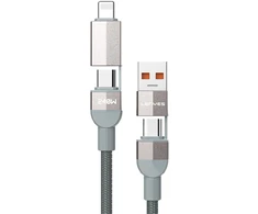 USB kabelis Lenyes USB-A + USB-C - USB-C + Lightning 1 m Pilkas