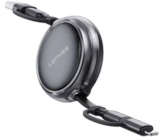Kabelis USB Lenyes USB-A + USB-C - USB-C + Lightning 0.95 m Juodai-pilka