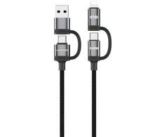 USB kabelis Lenyes USB-A + USB-C - USB-C + Lightning 1 m Juodai pilkas