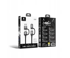USB kabelis Lenyes USB-A + USB-C - USB-C + Lightning 1 m Juodai pilkas