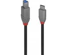 USB Laidas - LINDY Anthra Line USB 3.2 Type C į B Laidas, M/M, 5Gbp, 0.5 m, Juodas