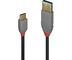 USB Kabelis - LINDY Anthra Line USB 2.0 Type A į C Laidas M/M, 3 m, Juodas