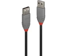USB Kabelis - LINDY Anthra Line USB 2.0 Type A į A Laidas M/M, 3 m, Juodas