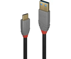 USB Kabelis - LINDY Anthra Line USB 3.2 Type A į C Laidas, M/M, 10Gbps, 3 m, Juodas