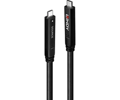 USB Laidas - LINDY USB 3.2 10Gbps ir DP 1.4 Type C Hibridinis Kabelis (4 juostos), 10Gbps, 4K144Hz, 60W, 10 m, Juodas