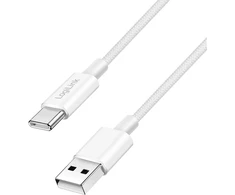 LogiLink USB-A - USB-C 1,0 m nailono pintas, baltas