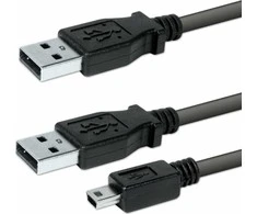 Logo USB kabelis (2.0), 2x USB A (M) - miniUSB (M), 0.6m, juoda, blister, EOL