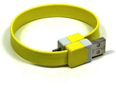 Logo USB kabelis (2.0), USB A M - microUSB (M), 0.25m, geltona, blister, na nadgarstek, EOL