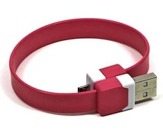 Logo USB kabelis (2.0), USB A M - microUSB (M), 0.25m, rožinė, blister, na nadgarstek, EOL