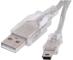 Logo USB kabelis (2.0), USB A M - miniUSB (M), 1m, juoda, blister