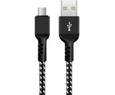 Kabelis „Maclean“ „microUSB“ laidas, palaikantis „Fast Charge 2.4A“, duomenų perdavimas, 5V/2.4A, juodas, 1 m ilgio, MCE473