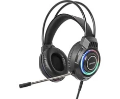 Ausinės Manhattan RGB LED Over-Ear USB Gaming ausnės, su laidu, USB-A Plug, Mikrofonas, Integrated Volume Control, 2.0m, Juodas, 180696