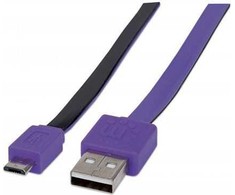 Kabelis USB Manhattan USB-A - microUSB 1 m Violetinis (391368)