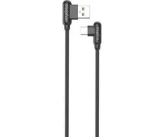 Maxximus Kabelis MX CORNER FAST CHARGE TYPE-C 2.4A / 1m, juodos spalvos