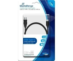 USB kabelis MediaRange USB-A - USB-C 1.2 m Juodas (MRCS160)