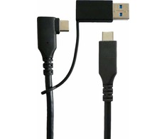 Kabelis USB MicroConnect USB-A + USB-C - USB-C 1 m Juodas (USB3.0, C Male angled And A)