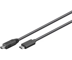 USB laidas MicroConnect USB-C - miniUSB 0,5 m juoda (USB3.1CMB505)
