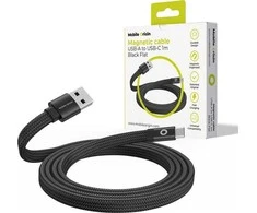 Mobile Origin Plokščias magnetinis patentuotas originalus USB-A į USB-C laidas, 1 m, juodas