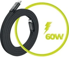 Mobile Origin Magnetinis plokščias patentuotas originalus USB-C į USB-C kabelis, 1 m, juodas