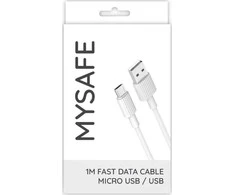 MYSAFE NB CABLE P156 MICRO USB 1M Baltas