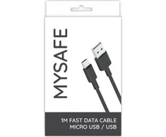 MYSAFE NB CABLE P156 MICRO USB 1M Juodas