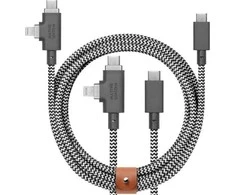 „Native Union Belt Cable Duo Pro 240W“ – USB-C – USB-C / „Lightning“ laidas, 2,4 m (zebras)