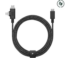 „Native Union Belt Cable Duo Pro 240W“ – USB-C – USB-C / „Lightning“ laidas, 2,4 m (cosmos)