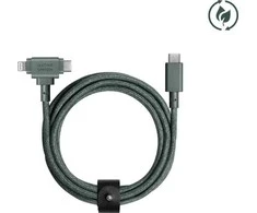 Native Union Belt Cable Duo - kabelis USB-C - USB-C / lightning, 1,5 m (slate žalias)