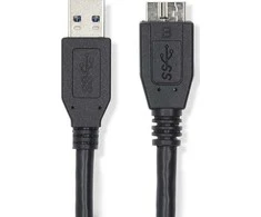 Nedis USB-A – micro-B USB laidas, 0,5 m juodas (CCGL61500BK05)