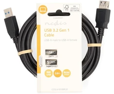 Kabelis USB Nedis USB-A - USB-A 2 m Juodas (CCGL61010BK20)