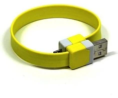 Neutralle USB kabelis (2.0), USB A M - microUSB (M), 0.25m, geltona, na nadgarstek, EOL