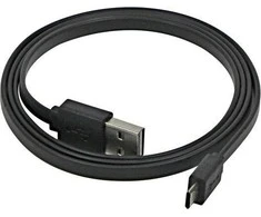 Neutralle USB laidas (2.0), USB A (M) dvipusis - microUSB dvipusis (M), 1m, plokščias, juodas
