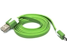 Neutralle USB kabelis (2.0), USB A M - microUSB (M), 1m, płaski, žalia