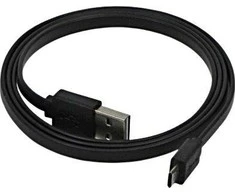 Neutralle USB laidas (2.0), USB A (M) apverčiamas - microUSB apverčiamas (M), 0,3m, plokščias, juoda, dvipusis