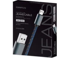 Kabelis OMEGA 44200 microUSB 1m 2A Džinsai