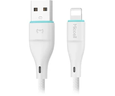 Orno Kabelis USB-A - „Lightning“ Miccell VQ-D06 laidas, 2.4A, 1m, baltas