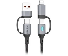 Orno USB-A/C - USB-C/Lightning kabelis Miccell VQ-D145, 240W, 1m, juodas