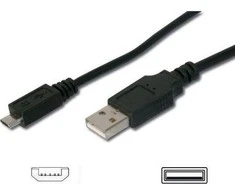 Kabelis USB PremiumCord USB-A - microUSB 1 m Juodas (ku2m1f)