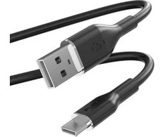 PURO ICON minkštas kabelis – USB-A iki USB-C kabelis 1,5 m (juodas)