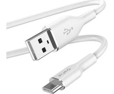 PURO ICON minkštas kabelis – USB-A iki USB-C kabelis 1,5 m (baltas)