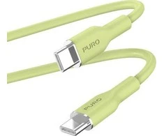 PURO ICON minkštas kabelis – USB-C ir USB-C 1,5 m kabelis (Matcha Žalias)