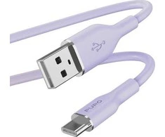 PURO ICON minkštas kabelis – USB-A iki USB-C 1,5 m kabelis (Tech Lavender)