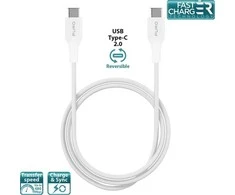 Puro Elektrik Puro Plain USB-C – USB-C 2A 1m kabelis – baltas